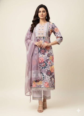 Festival Wear  Pure Muslin Three Piece  Dupatta Set LC0138