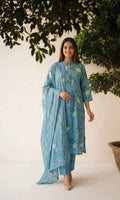 Pure Cotton Three Piece Dupatta Set