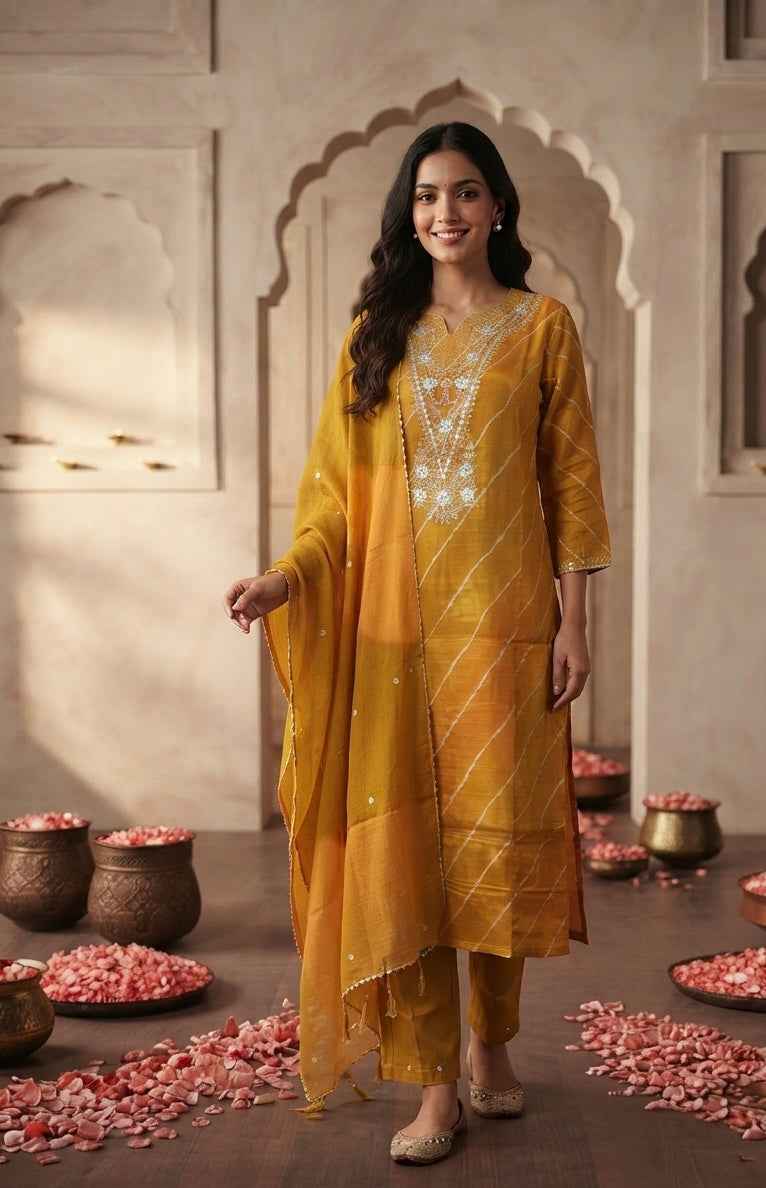Pure Chanderi  festival wear Dupatta Set