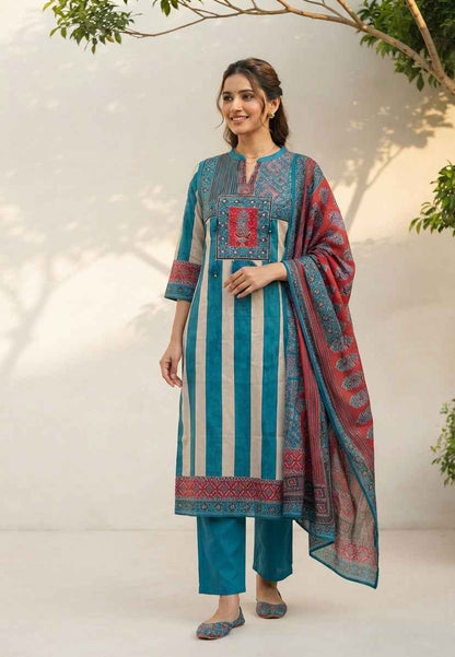 Pure Cotton Dupatta Set With Digital Print CS0301