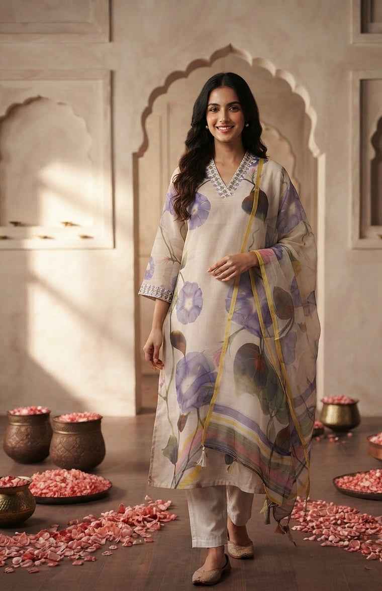Pure Chanderi  festival wear Dupatta Set