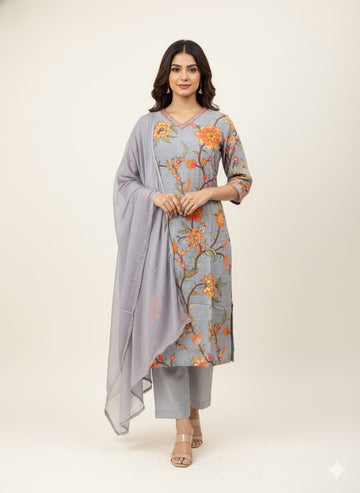 Festival Wear  Pure Muslin Three Piece  Dupatta Set  LC0155