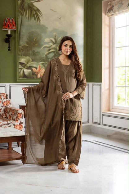 Festive Chanderi Silk Set with Farsi Salwar CHS023