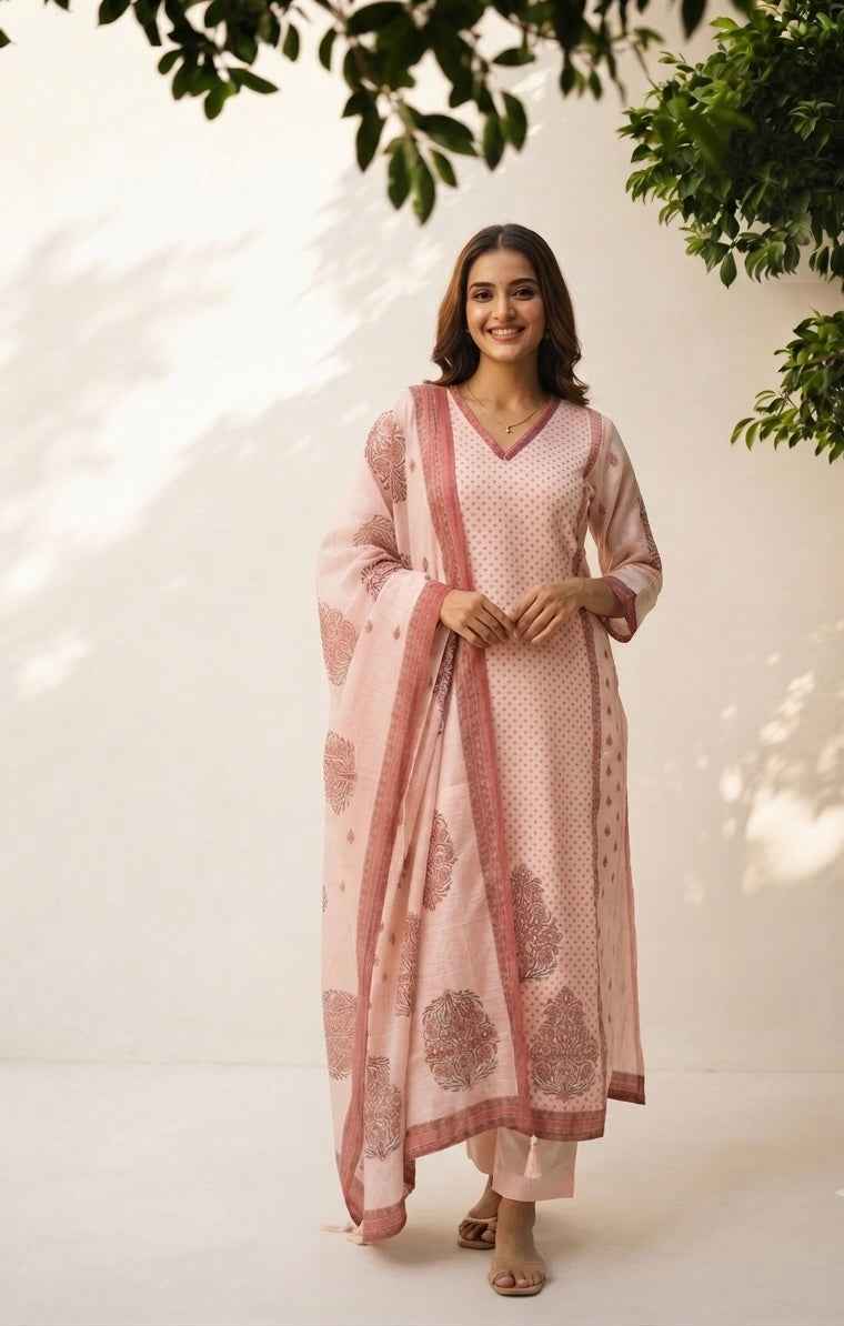Premium Chanderi slik Dupatta Set CHS0013