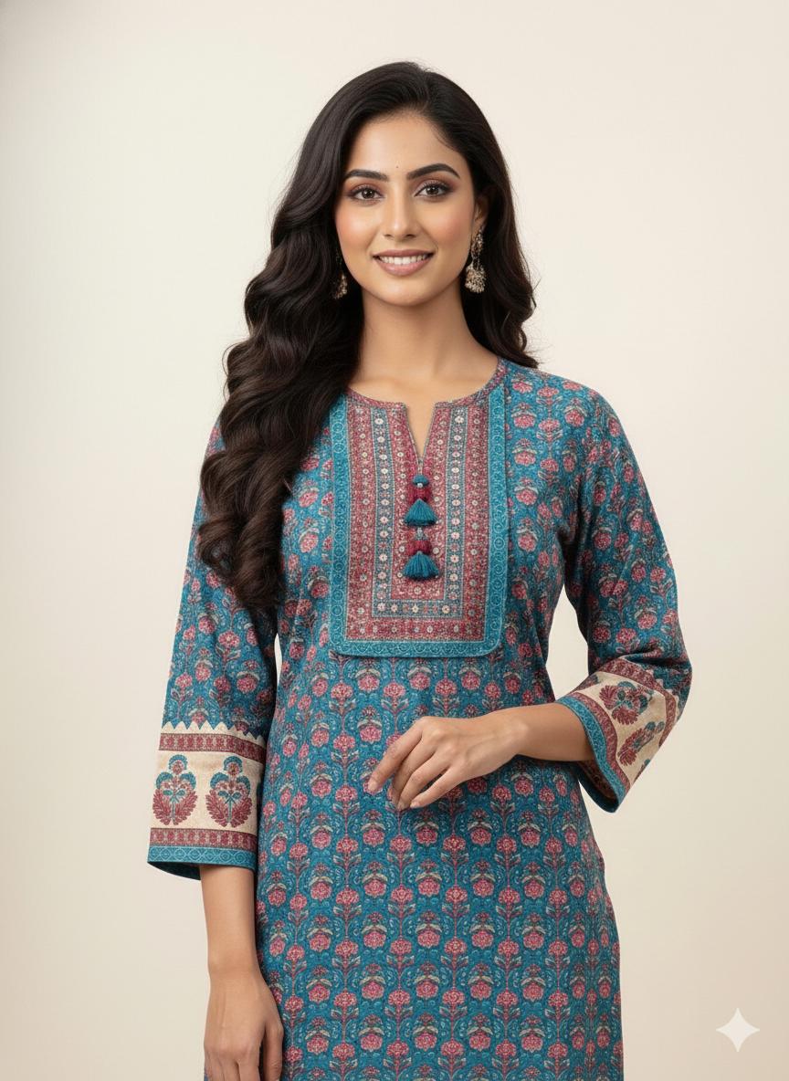 Premium Cotton Short Length Dupatta Set With Plazoo