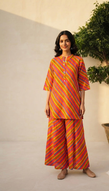 Pure Cotton Co-Ord Set With Lehariya Print COS174