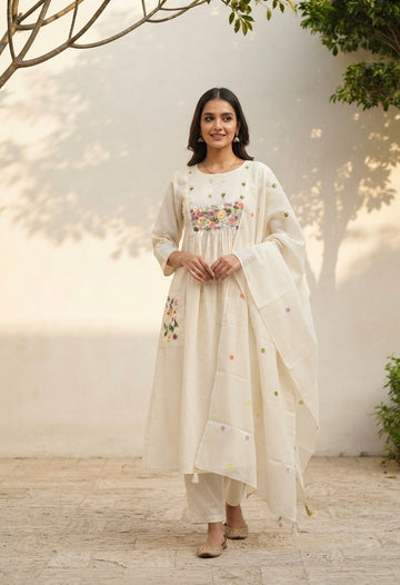Embroidered Dupatta Set With Lining