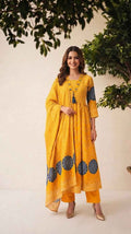 Pure Cotton Anarkali Dupatta Set With Bandhaej Print