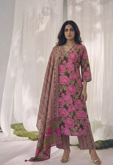Pure Cotton Three Piece Dupatta Set LSS073