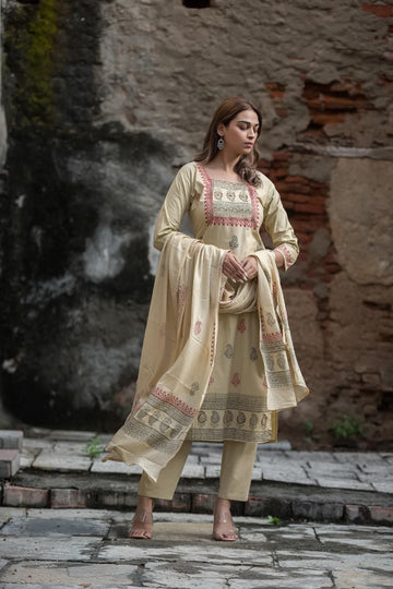 Premium Cotton Dupatta Set With Embroidery CS0174
