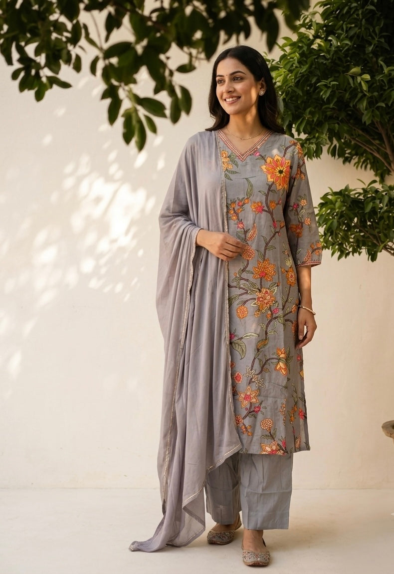 Pure muslin Dupatta Set