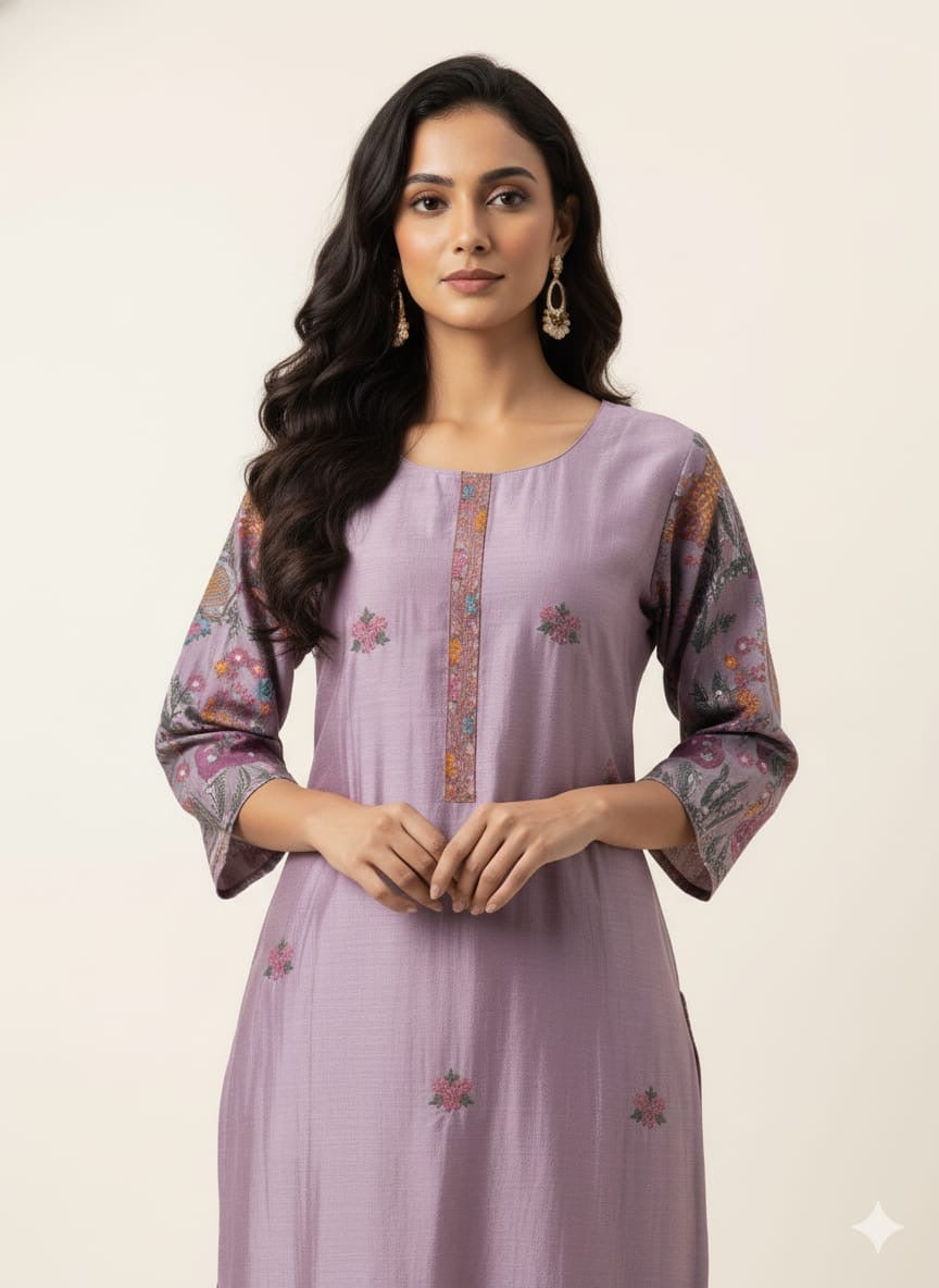 Pure chanderi Dupatta set with Embroidery CHSOO3