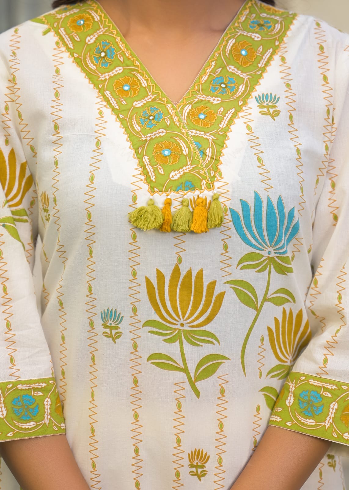 Premium Cotton A-Line Floral Print With Embroidery Dupatta Set CS0167