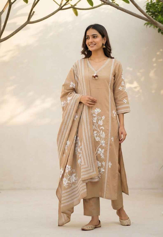 Pure Cotton Three Piece Dupatta Set CS0285