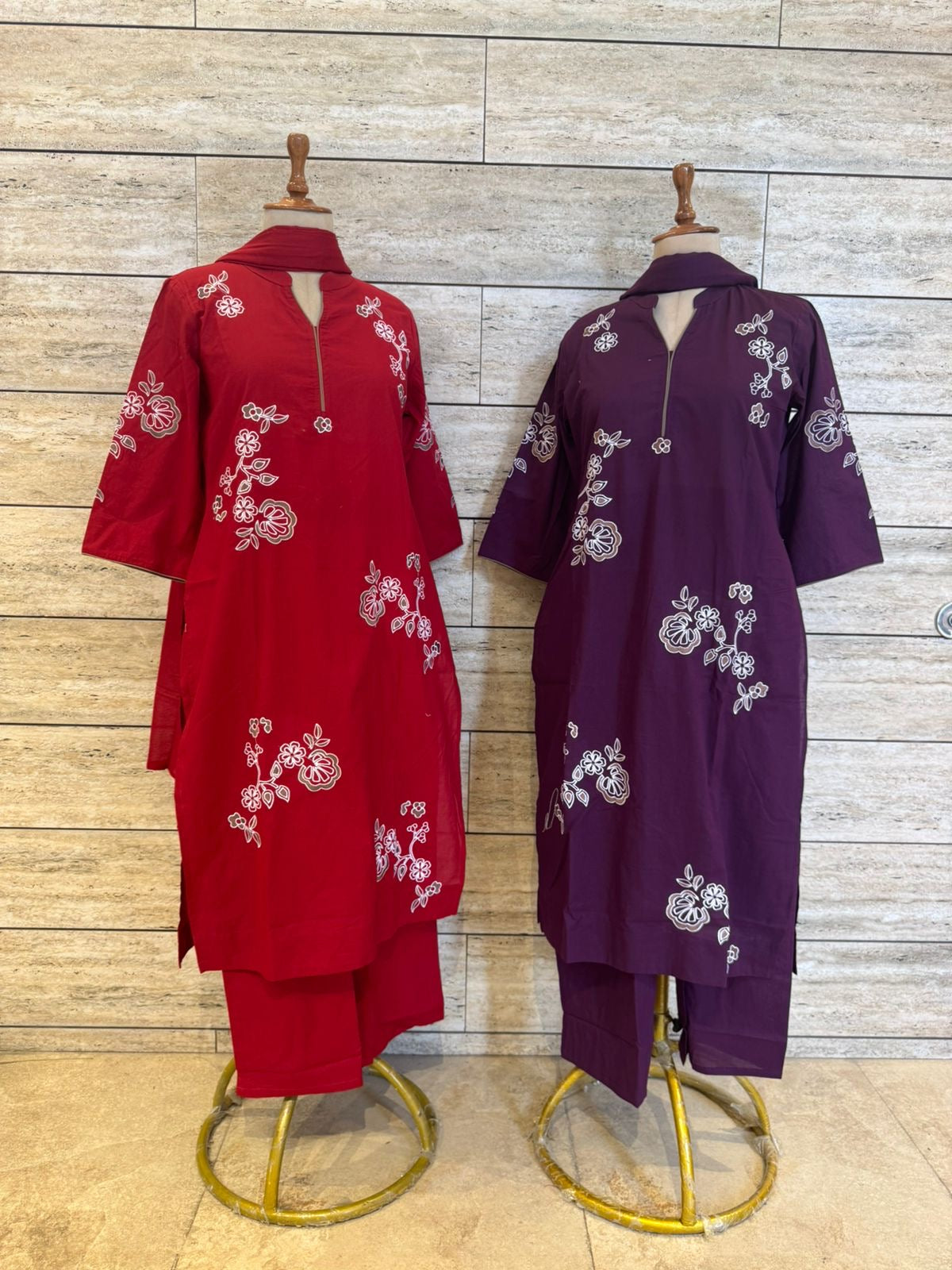 Pure cotton Dupatta set with embroidery