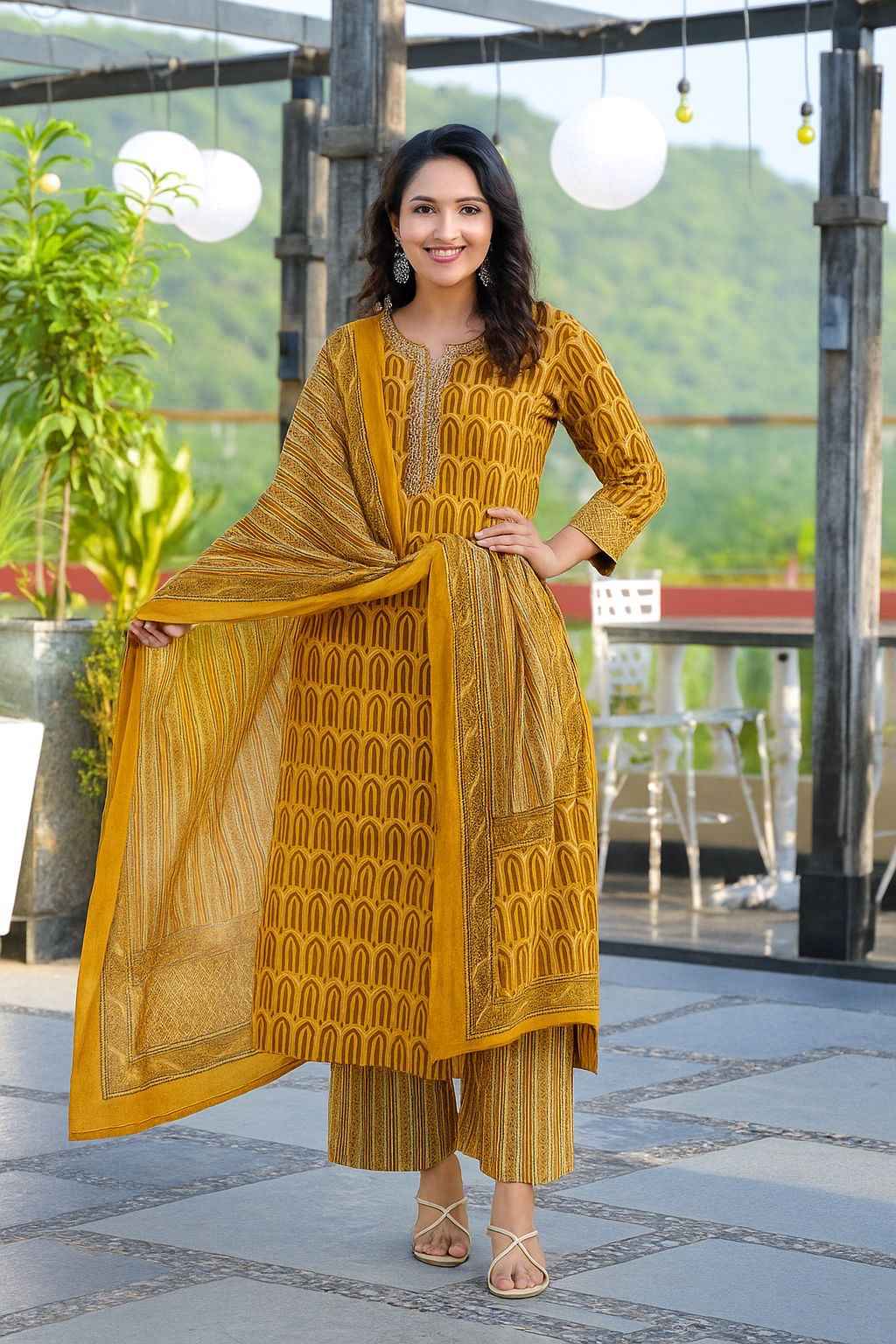 Premium Block Print Cotton Dupatta Set CS0284