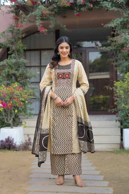 Premium Cotton Dupatta Set With Mirror Work CS0179