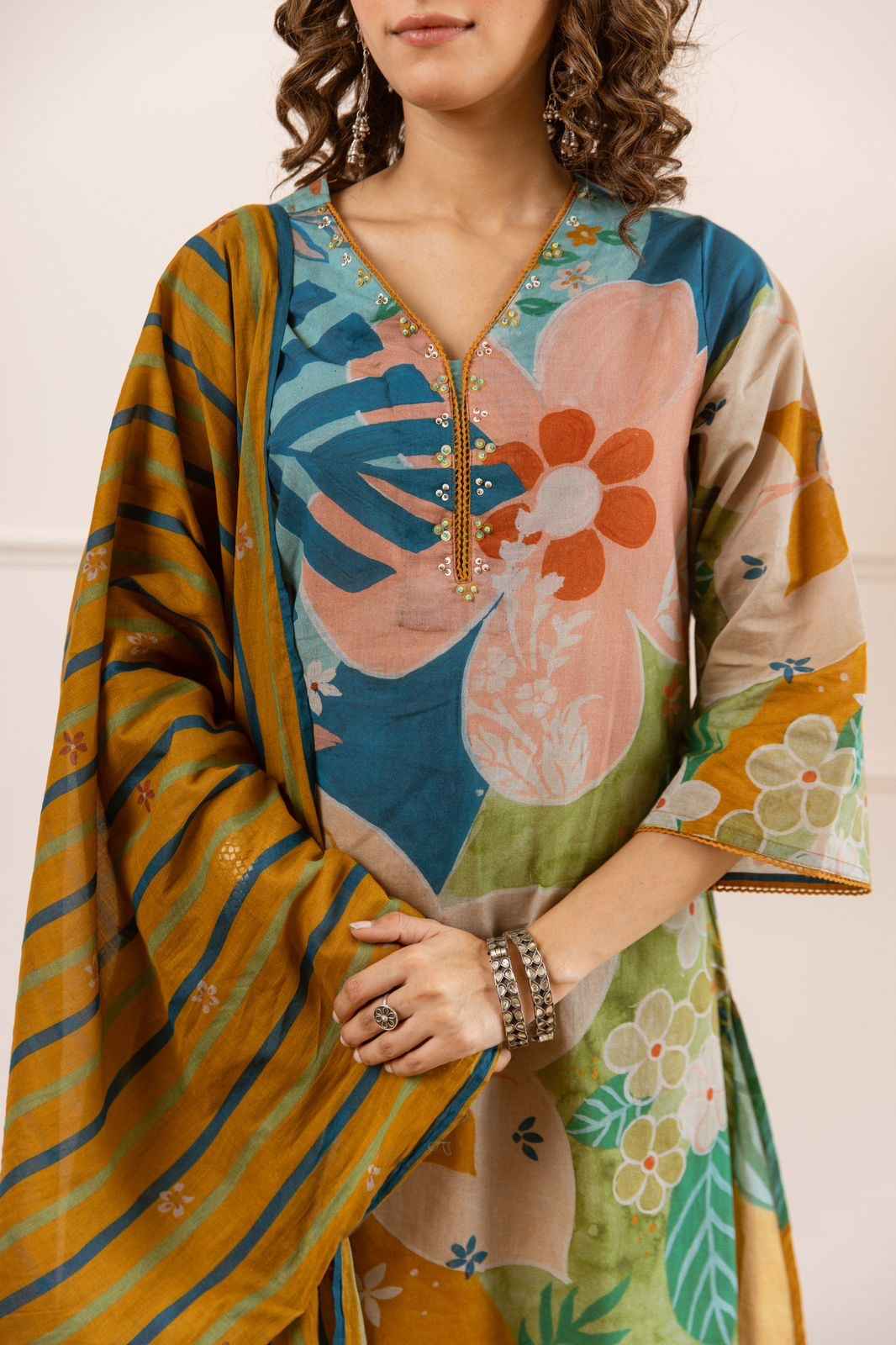 Premium Cotton Digital Print A-Line Dupatta Set CS0305