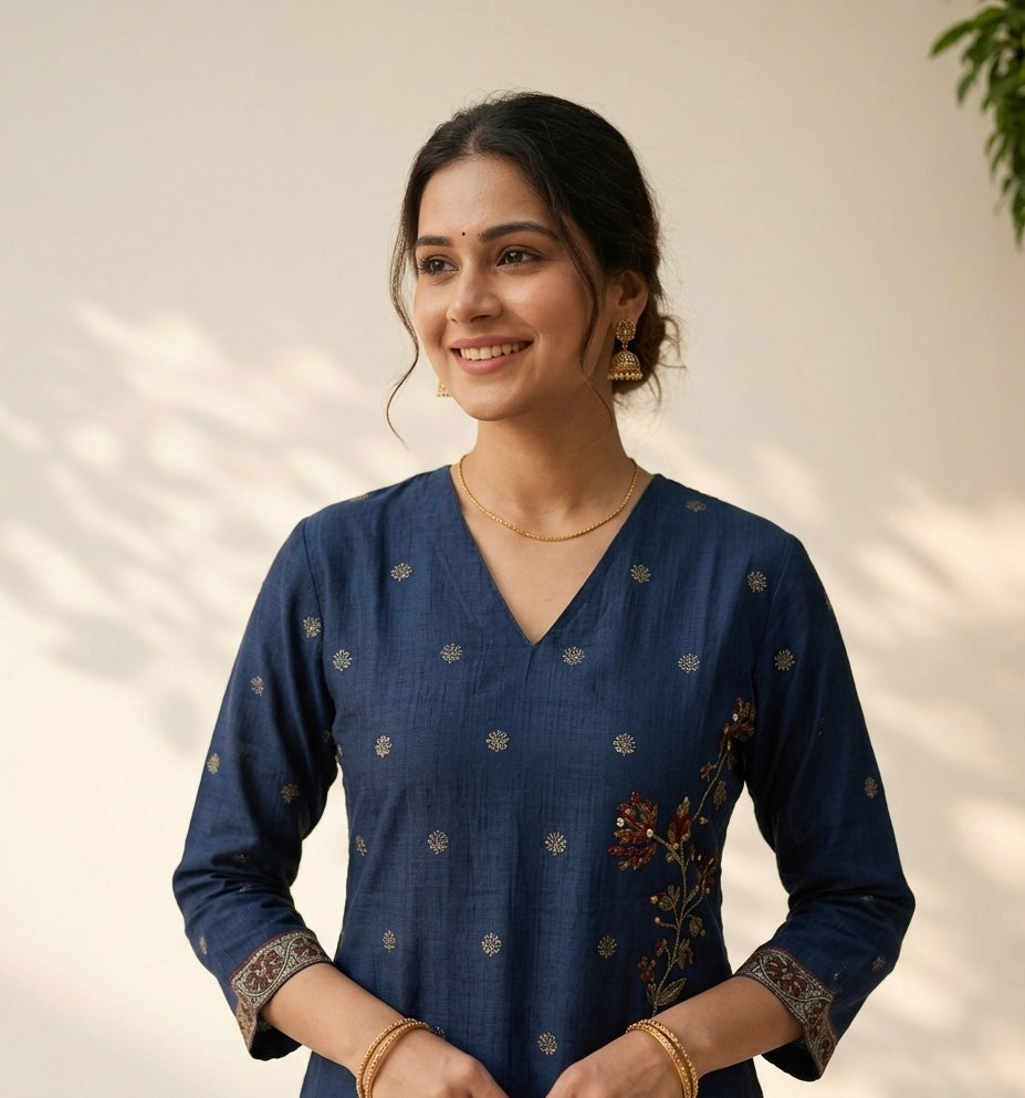 Printed Dupatta Set In Kota Doriya Fabric KD055