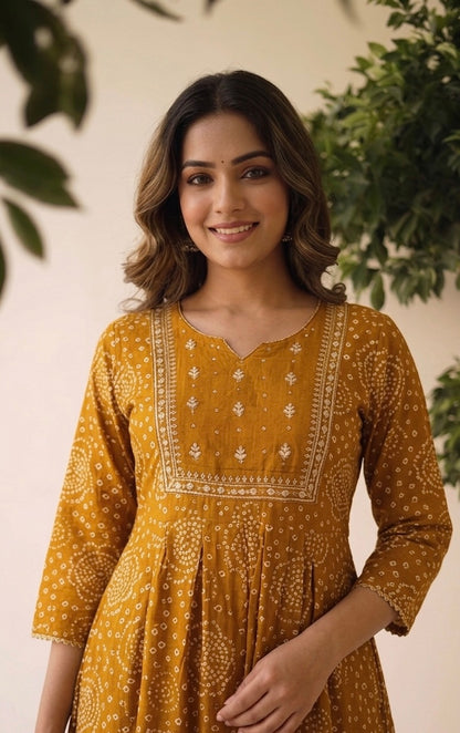 Pure Cotton Dupatta Suit With Bandhej Print CSO245