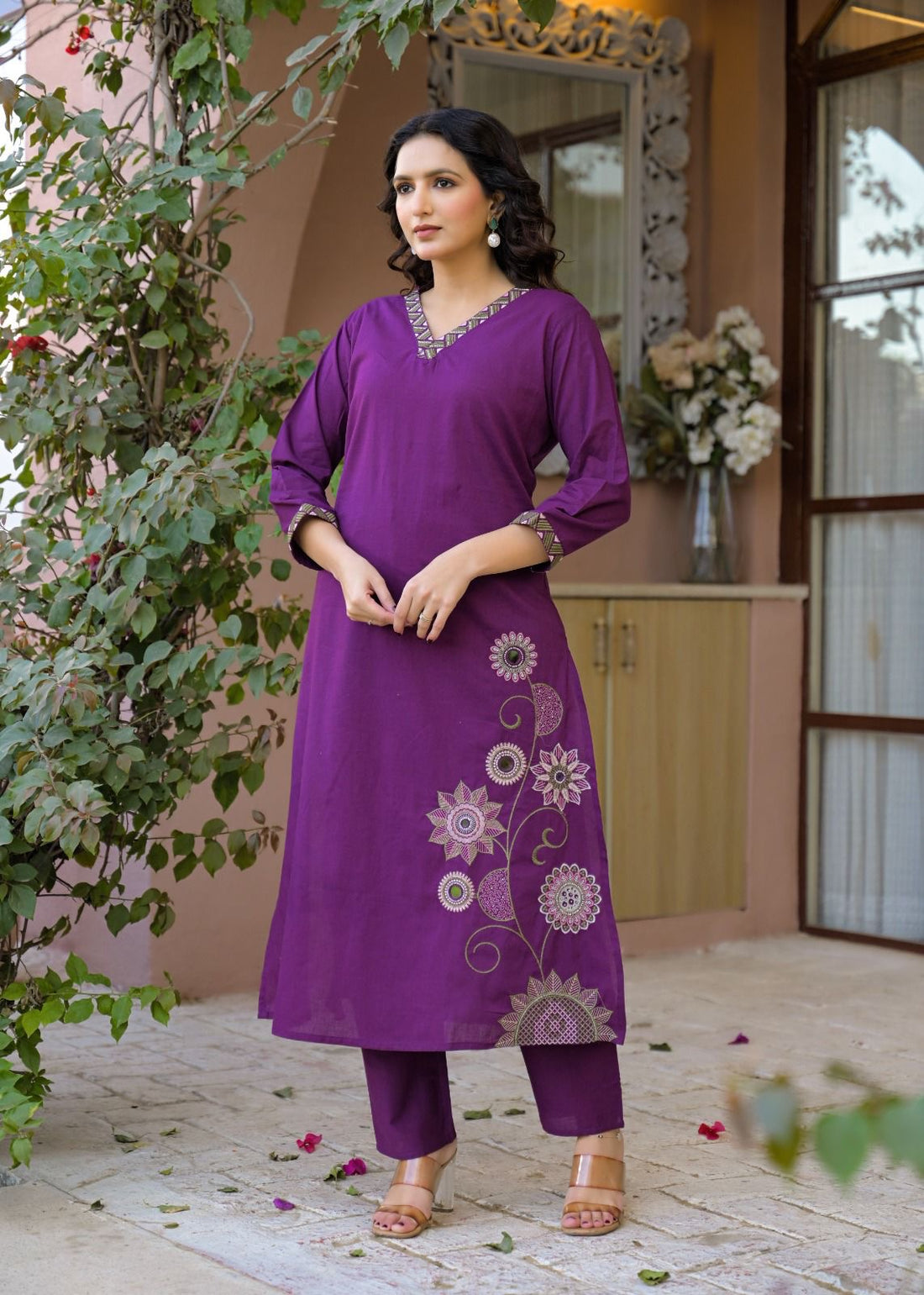 Premium cotton pent sets with embroidery