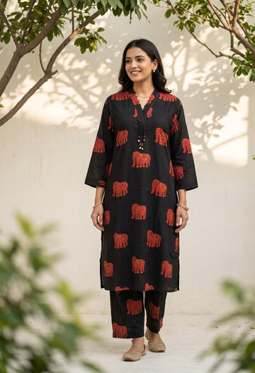 Big Size Two Piece Set In  Cotton Fabric