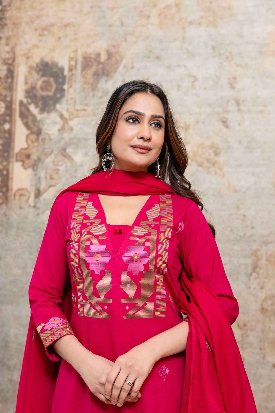 Premium cotton with embroidery Dupatta set  CS0234