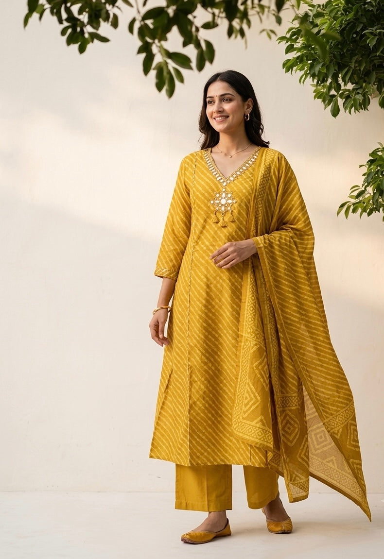 Pure Cotton Dupatta Set In Plus Size