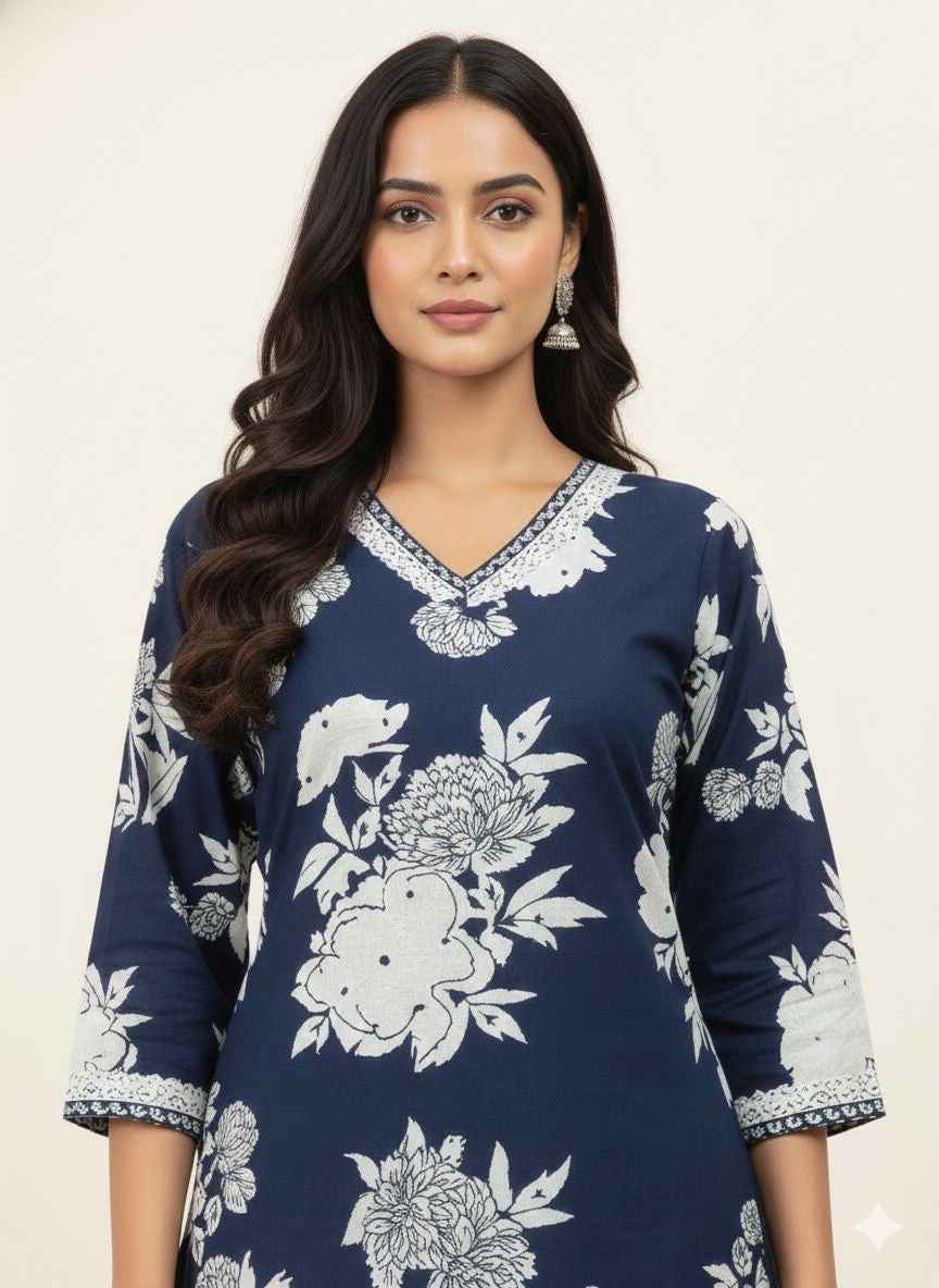 Pure cotton floral print Dupatta set