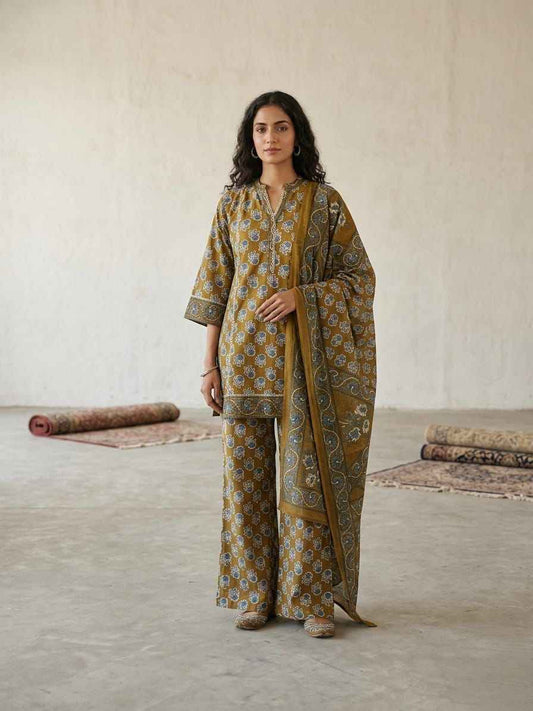 Premium Cotton short length dupatta set