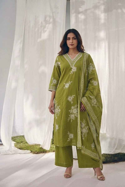 Pure Cotton Three Piece Dupatta Set