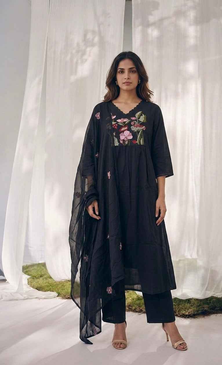 Pure Cotton Three Piece Dupatta Set