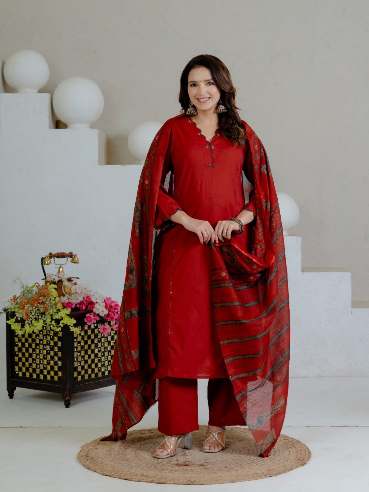 Pure Cotton Embroidered Dupatta Set  CS0275