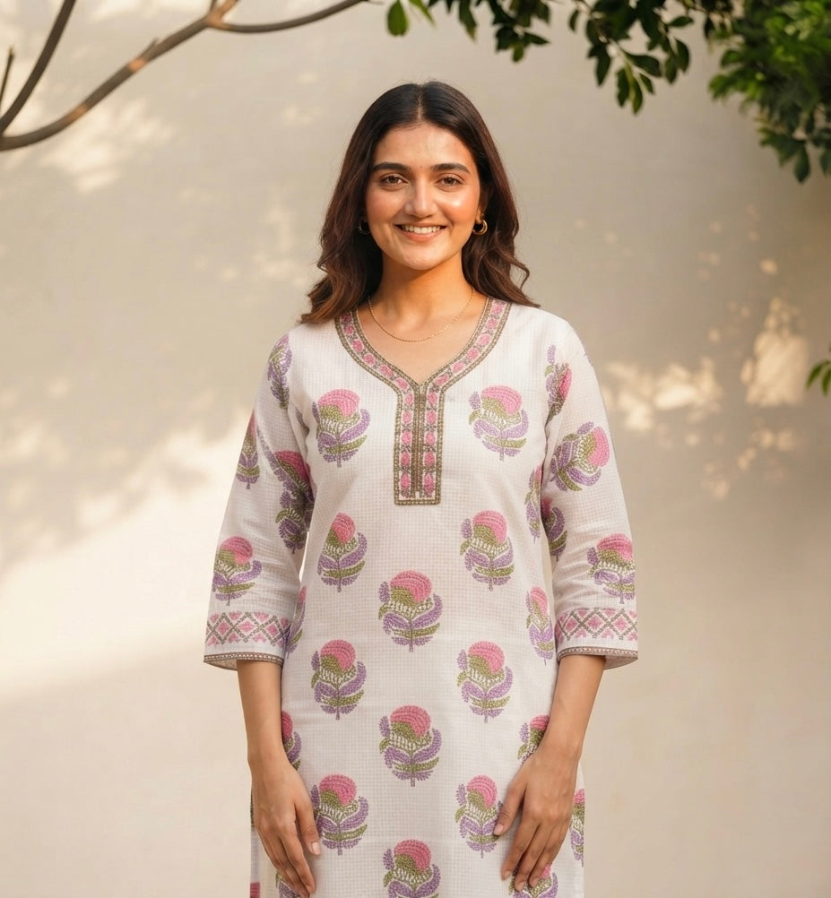 Printed  Kota Doriya Dupatta Set KD046