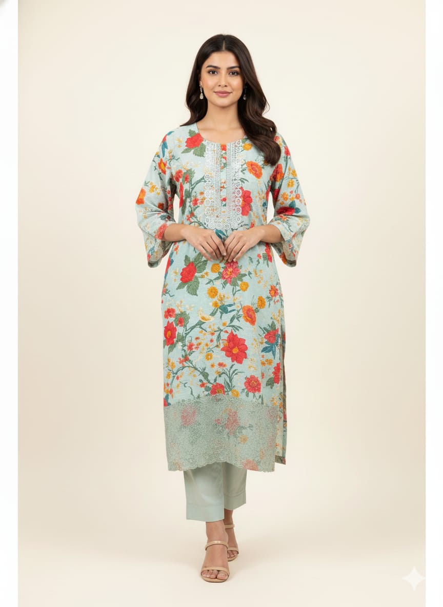 Festival Wear  Pure Muslin Three Piece  Dupatta Set  LC0157