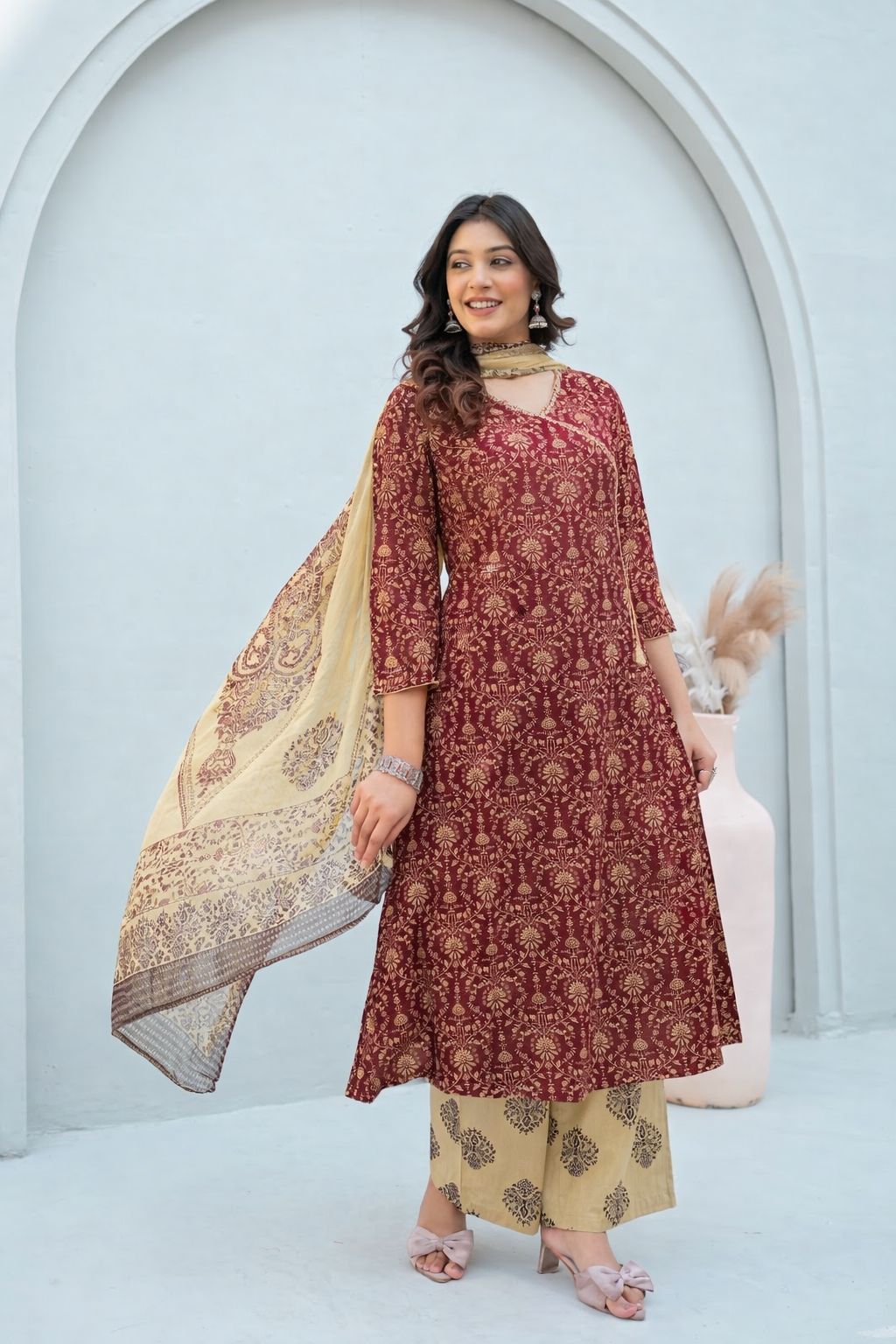 Premium Cotton Angrakha Style Dupatta Set CS0168