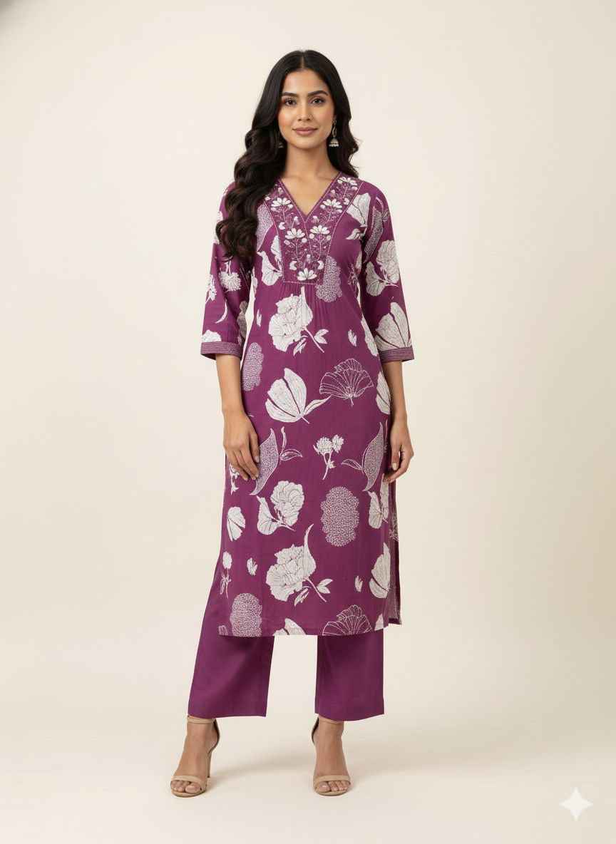 Pure cotton floral print Dupatta set