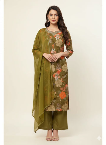 Festival Wear Pure Muslin Floral Print Dupatta Set  LC0123