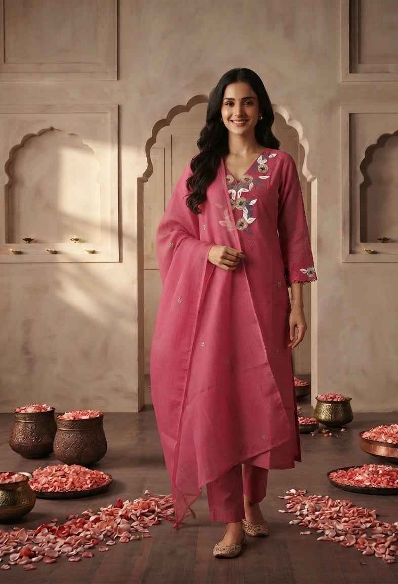 Pure Chanderi  festival wear Dupatta Set