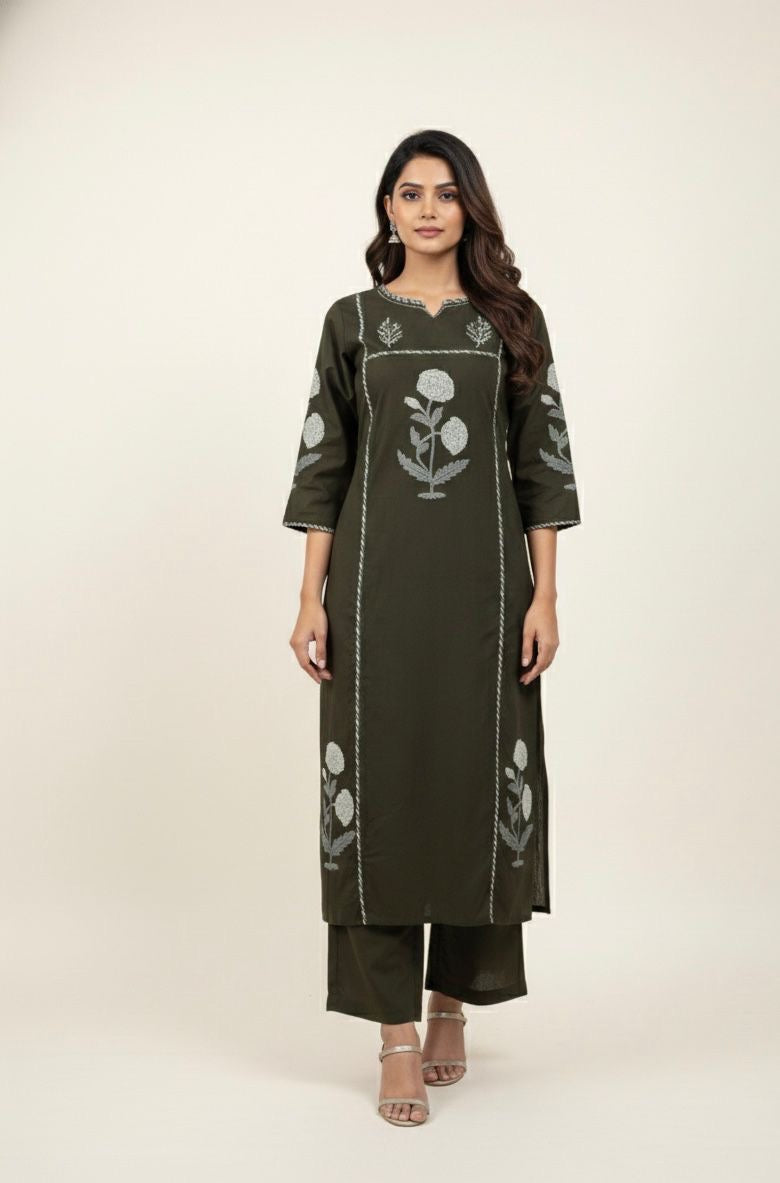 Premium Cotton A-Line Block Print With Kota Doriya Dupatta Set CS0171