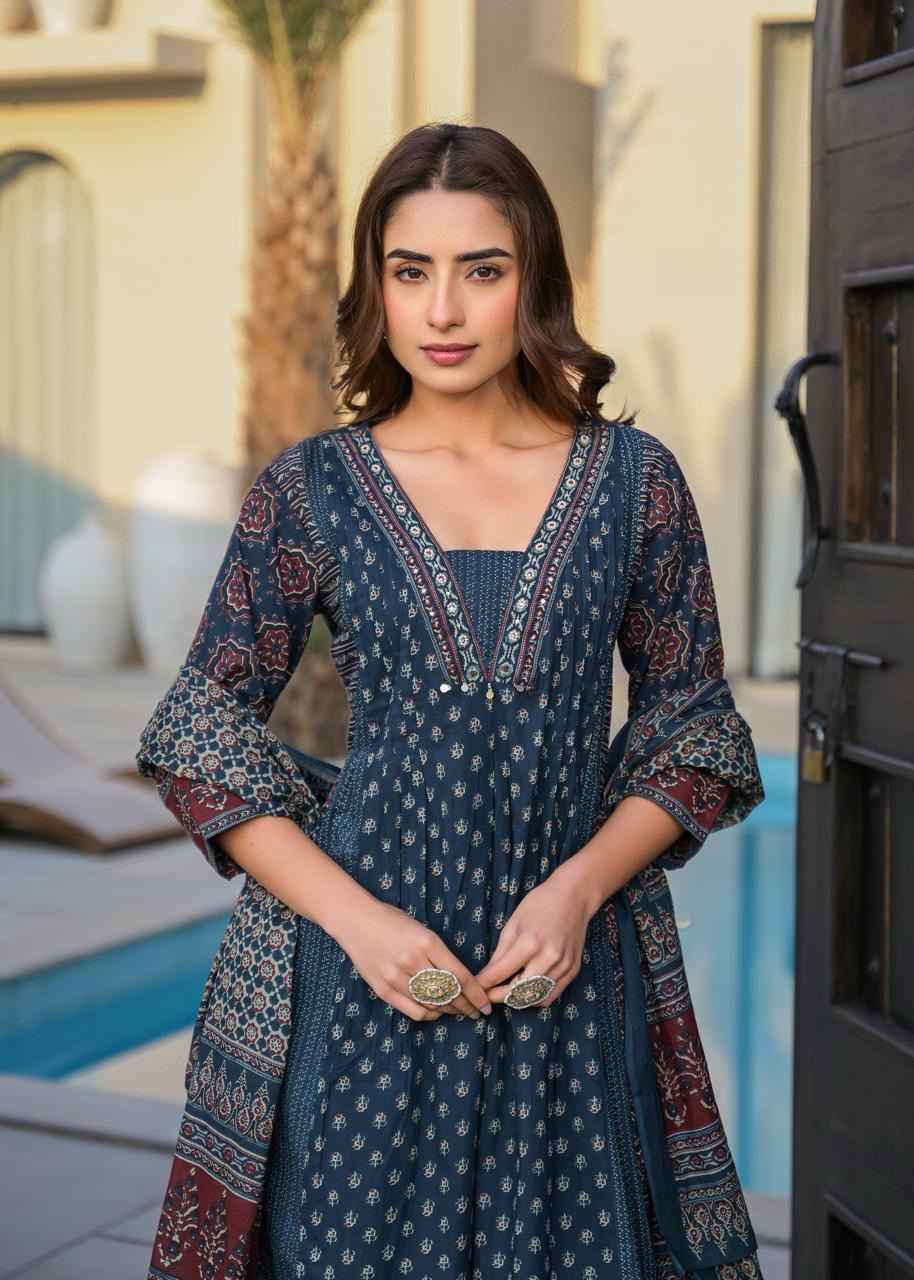 Ajrakh Print Anarkali Suit in pure Cotton Fabric.slider_item_XzDGJD