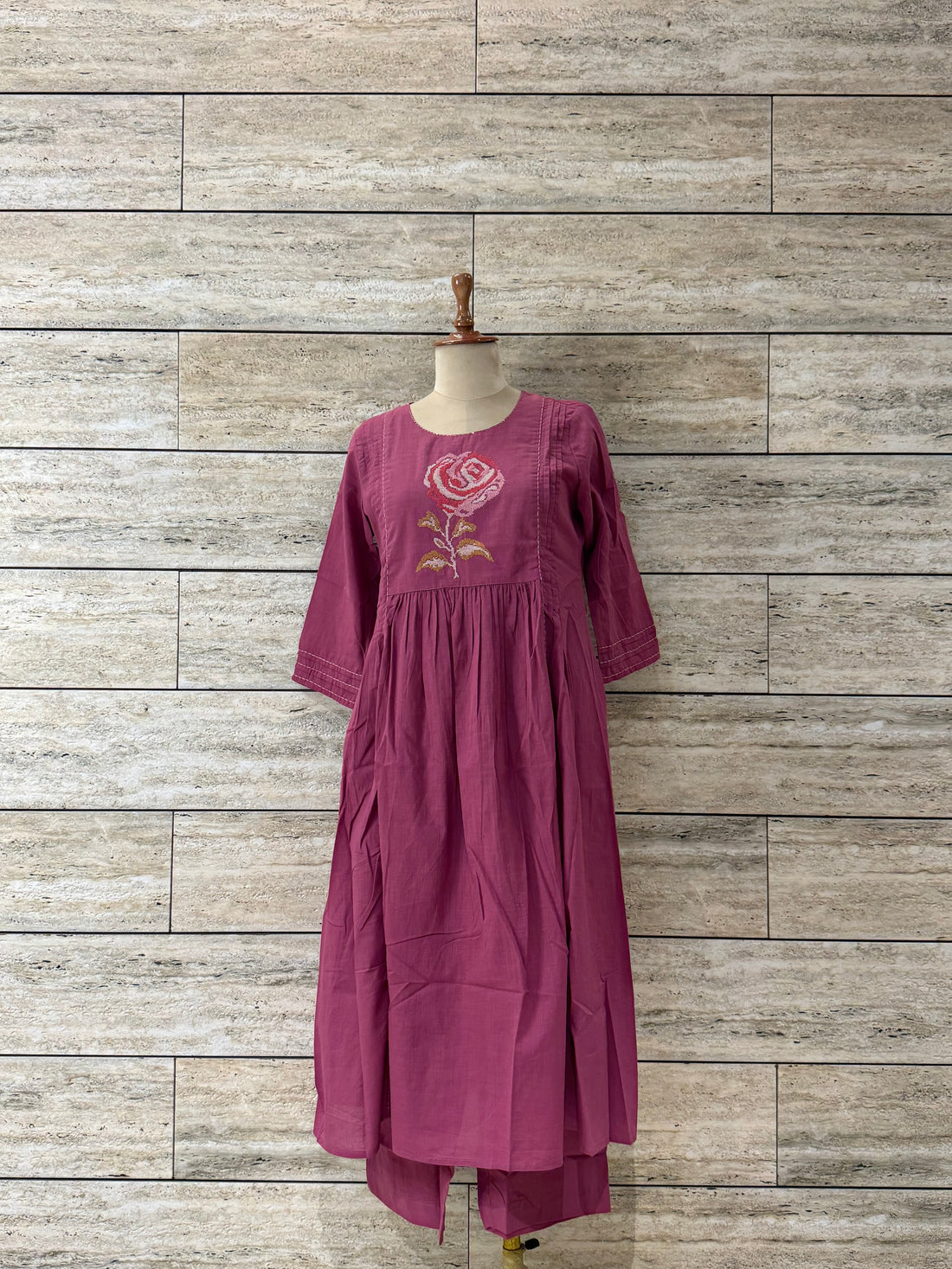 Pure Cotton Two Piece Pant Set With Embroidery PS013