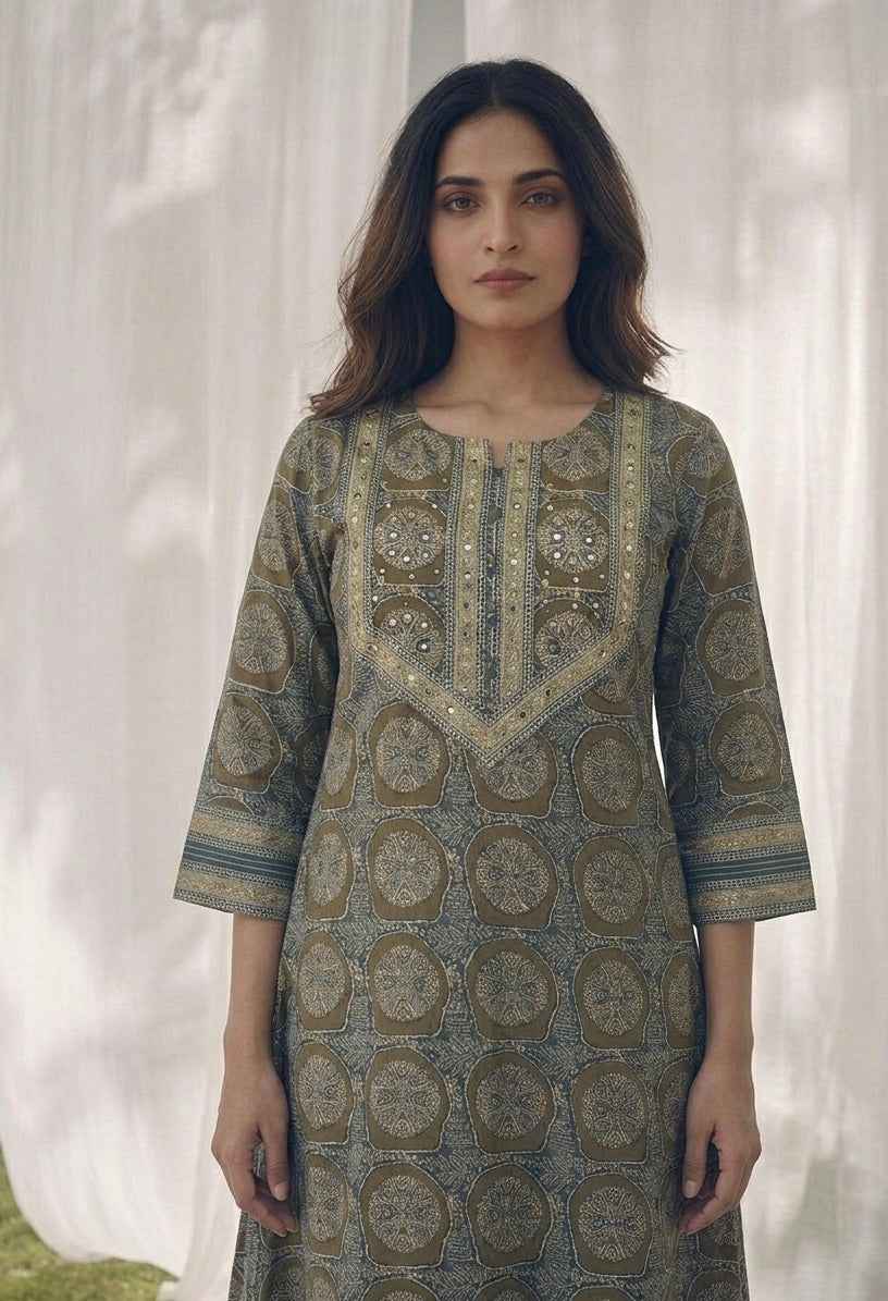 Pure Cotton Three Piece Dupatta  Set