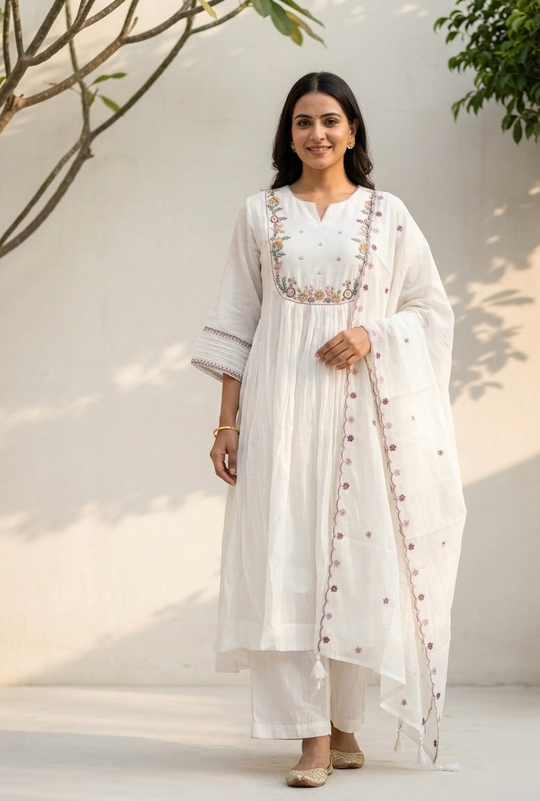 mul Chanderi Dupatta Set