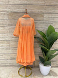 Mul Cotton Flaired Dupatta Set With Solid Base