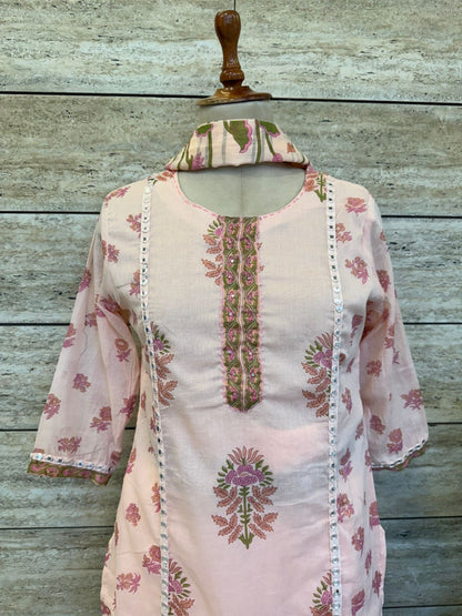 Pure Mul Cotton Dupatta Set