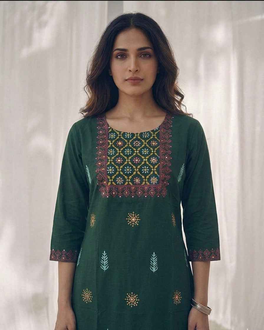 Pure Cotton Three Piece Dupatta  Set