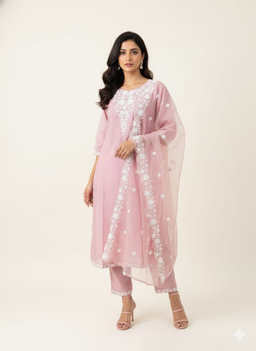 Festival Wear Pure Chanderi Silk Three Piece  Dupatta Set  LC0151