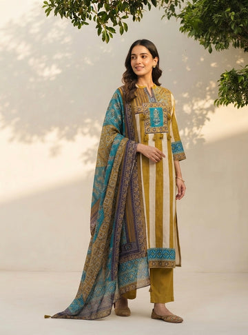 Pure Cotton Dupatta Set With Digital Print