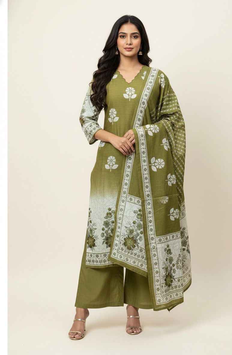 Pure cotton digital print Dupatta set
